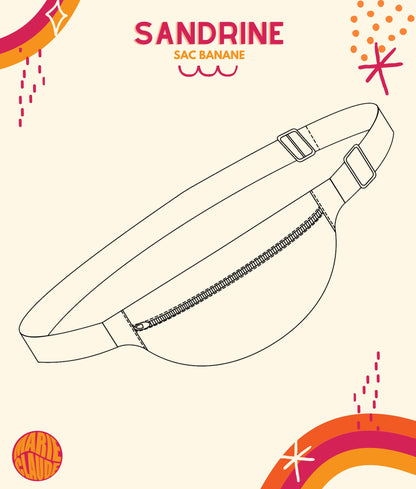 Kit couture Sac Banane - Sandrine sans broderie. Kit crée par Marie Claude une marque qui permet d'apprendre la couture. Le Kit fournit du tissu