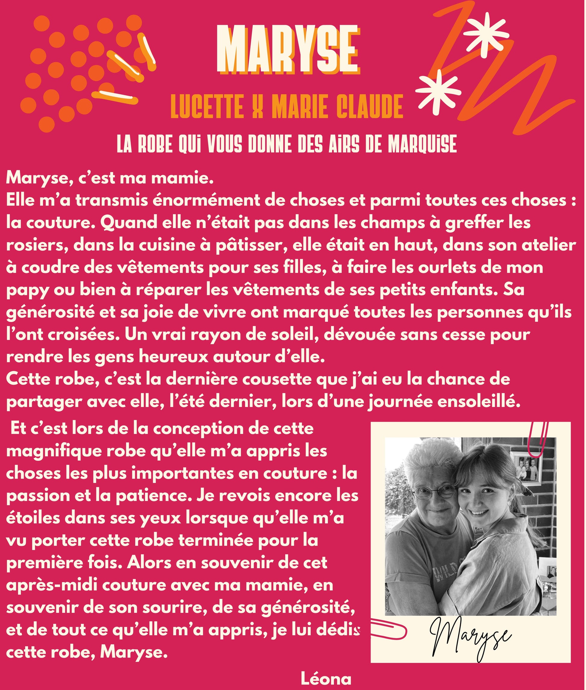 texte biographique grand mere de lucette, Maryse